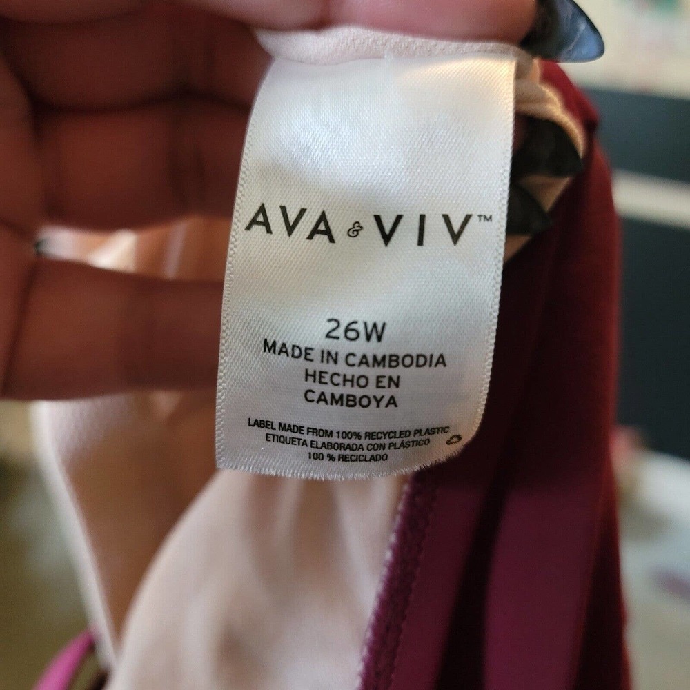 Ava & Viv Women's Plus Size Strappy Front One Piece Swimsuit Berry 26W - Picture 5 of 5